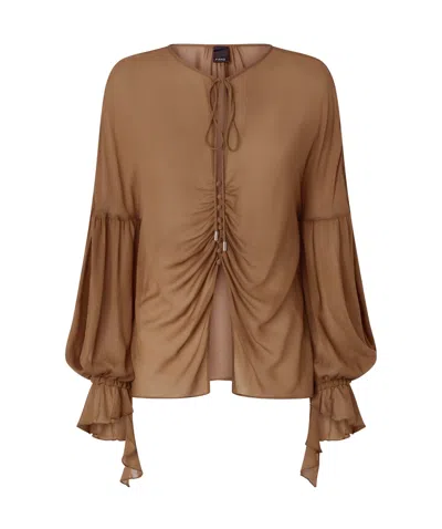 Pinko Draped Blouse In Brown