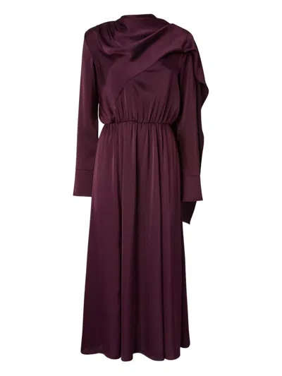 Pinko Draped Crepe Dress In Purple