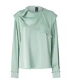 Pinko Draped Embellished-cuff Top In Green