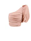 Pinko Asymmetrical One-shoulder Taffeta Top In Neutral