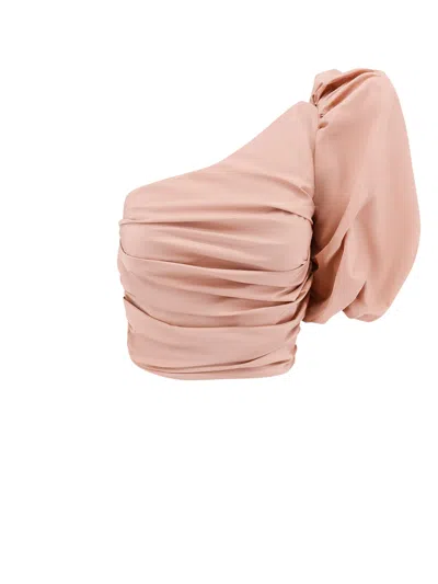 Pinko Magnanina One-shoulder Top In Neutral