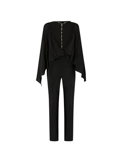 Pinko Draped Jumpsuit In Black
