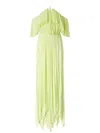 Pinko Long Formal Dress In Light Pleated Jersey In Grün
