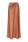 Pinko Draped Maxi Skirt In Viscose With Design In Brown
