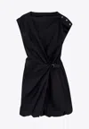 Pinko Cotton Dress With Pleated Skirt And Buttoned Shoulders