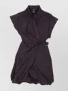 Pinko Draped Mini Dress Belted Waist In Black