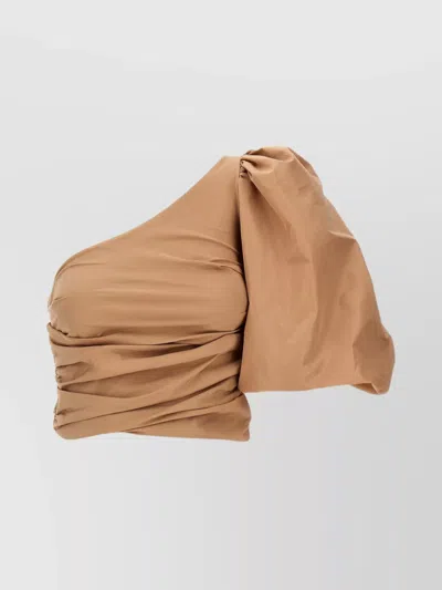 Pinko Asymmetrical One-shoulder Taffeta Top In Pink