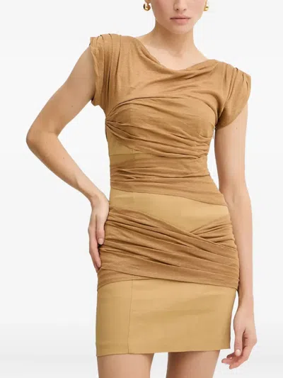 Pinko Draped-panel Mini Dress In Brown