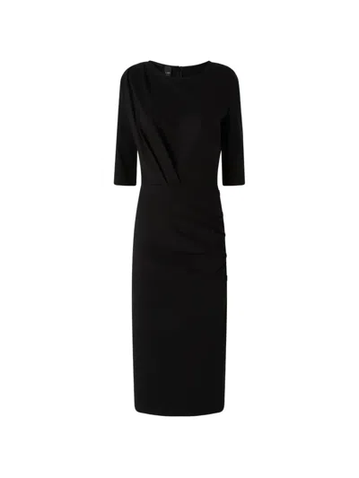 Pinko Draped Ruched-detail Midi Dress In Black