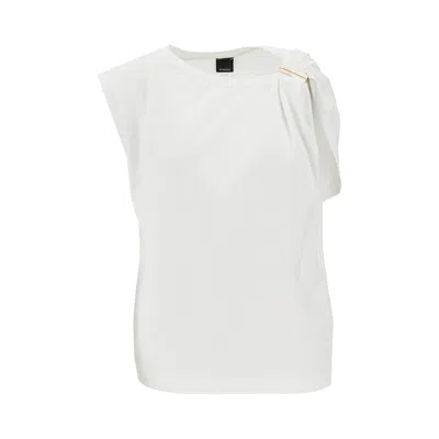 Pinko Draped Stretch Jersey T-shirt In White