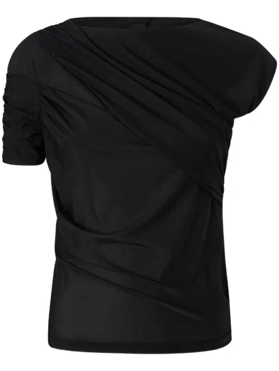 Pinko Draped T-shirt In Black