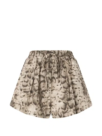 Pinko Drawstring Animal-print Trousers In Neutral