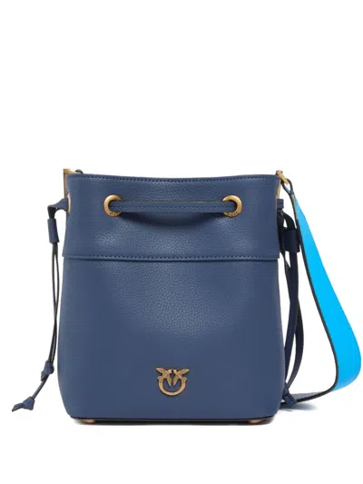 Pinko Drawstring Bucket Bag In Blue