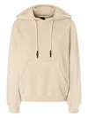 Pinko Drawstring Cotton Hoodie In Neutral