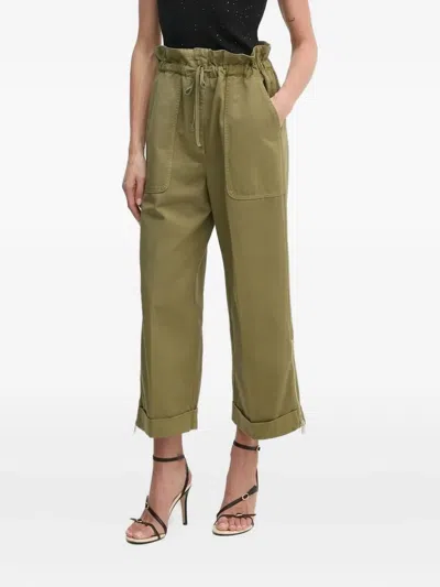 Pinko Drawstring Cuffed Trousers In Green