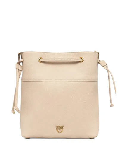 Pinko Drawstring-detail Bucket Bag In Neutrals