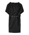 Pinko Poplin Mini Dress With Gathering And Eyelets In Black