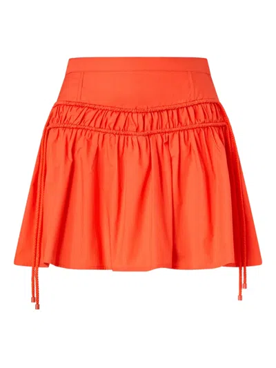 Pinko Drawstring Gathered Skirt In Orange