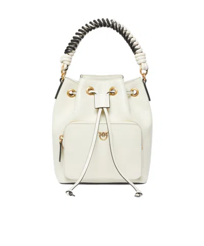 Pinko Drawstring Handbag In White