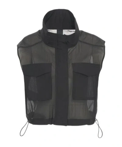 Pinko Drawstring Hem Sleeveless Gilet In Gray