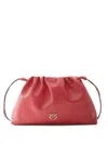 Pinko Drawstring Leather Shoulder Bag In Red