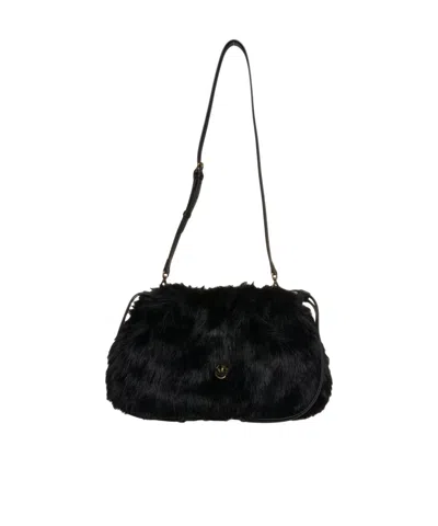 Pinko Drawstring Maxi Clutch Bag In Black