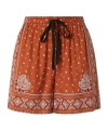 Pinko Viscose Shorts With Bandana Print In Brown