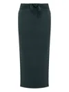 Pinko Drawstring Side-stripe Midi Skirt In Green