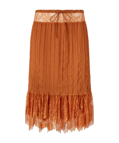 Pinko Drawstring Skirt In Brown