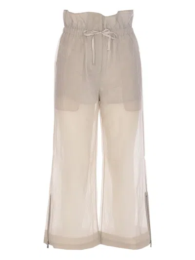 Pinko Drawstring Straight-leg Trousers In Grey