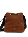 Pinko Drawstring Suede Bucket Bag In Brown