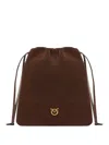 Pinko Drawstring Suede Tote Bag In Brown