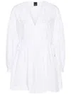 Pinko Muslin Mini Dress With Fringing In White