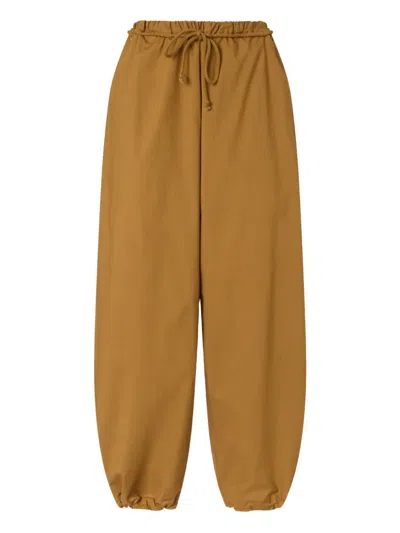 Pinko Drawstring-waist Cuffed Trousers In Brown
