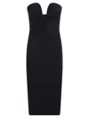 Pinko Fitted Black Stretch Viscose Midi Dress