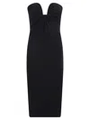 Pinko Fitted Black Stretch Viscose Midi Dress In Black