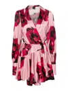 Pinko Plunging-neck Mini Dress With Floral Print In Pink
