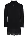 Pinko Lace-detail Zip-up Dress In Black