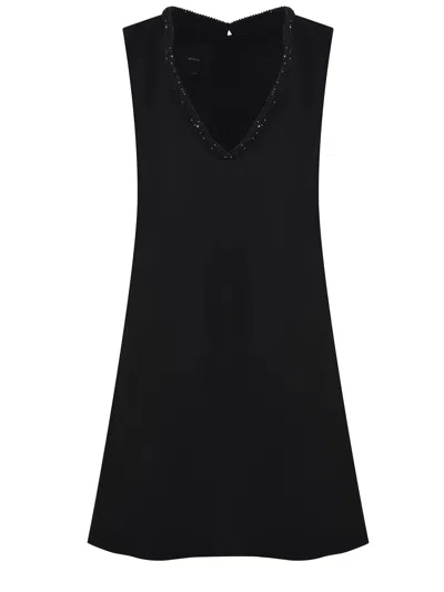 Pinko Mini Dress With Jewel Neck In Black