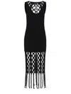 Pinko Kill Bill Mesh Fringe Mini Dress In Nero
