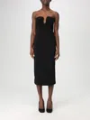 Pinko Fitted Black Stretch Viscose Midi Dress In Black