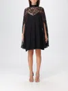 Pinko High-neck Lace Dress In Black