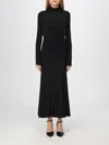 Pinko Robe Longue En Maille Côtelée De Cachemire Mélangé In Schwarz