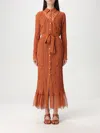 Pinko Long Shirt Dress With Lace Detailing In Braun