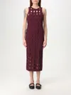 Pinko Braids And Openwork Bordeaux Dress In Burgunderrot