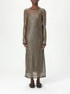 Pinko Sequin Mesh Midi Dress In Green