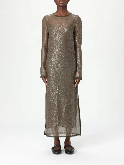 Pinko Sequin Mesh Midi Dress In Green