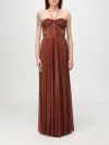 Pinko Plissé Maxi Dress In Leather