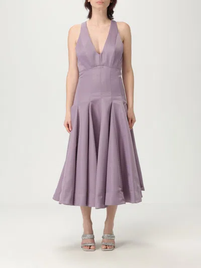 Pinko Pleated V-neck Midi Dress In Multi