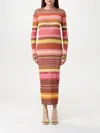 Pinko Robe Longue En Maille À Rayures Colorées In Bunt